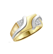 Women's Wear Real Round 0.30TCW Diamond 14K Multi-Tone Gold Ring At Best Offer