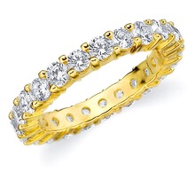 Certified 1.25 Tcw SI2 Clarity Round Cut Real Natural Diamonds Eternity Ring 14Kt Yellow Gold at Best Offer Price