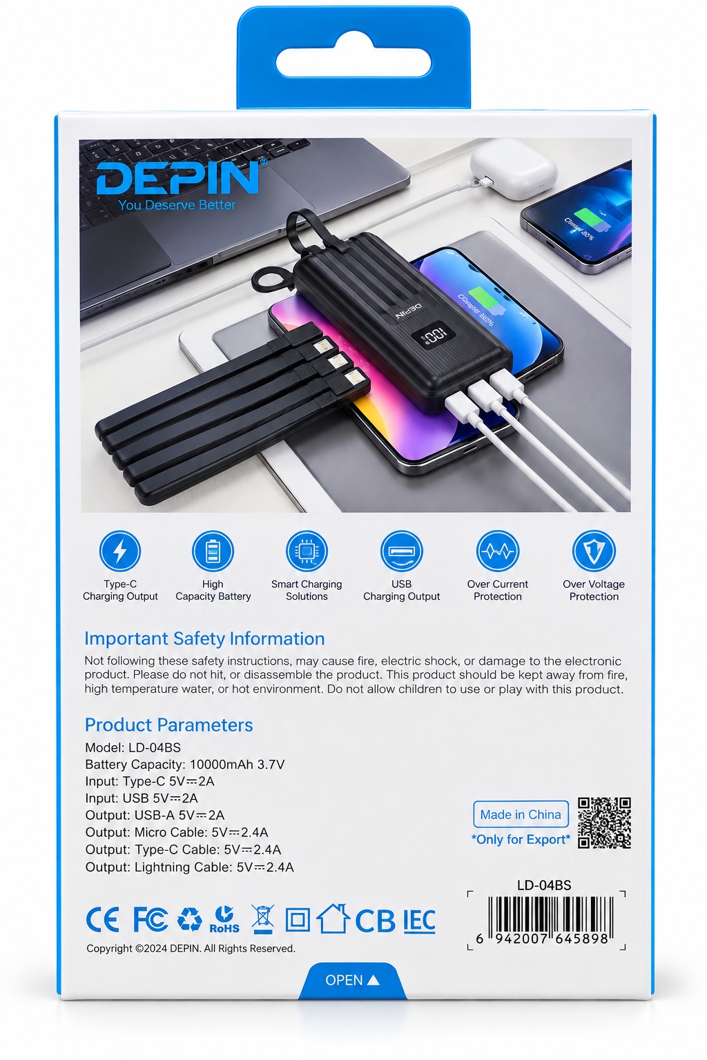 Power Bank DEPIN 10 000 mAh