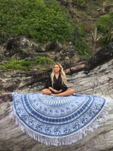 Indian Hippie tapestry 72" inches Round White Tassel Mandala Tapestry Home decorative Yoga mats