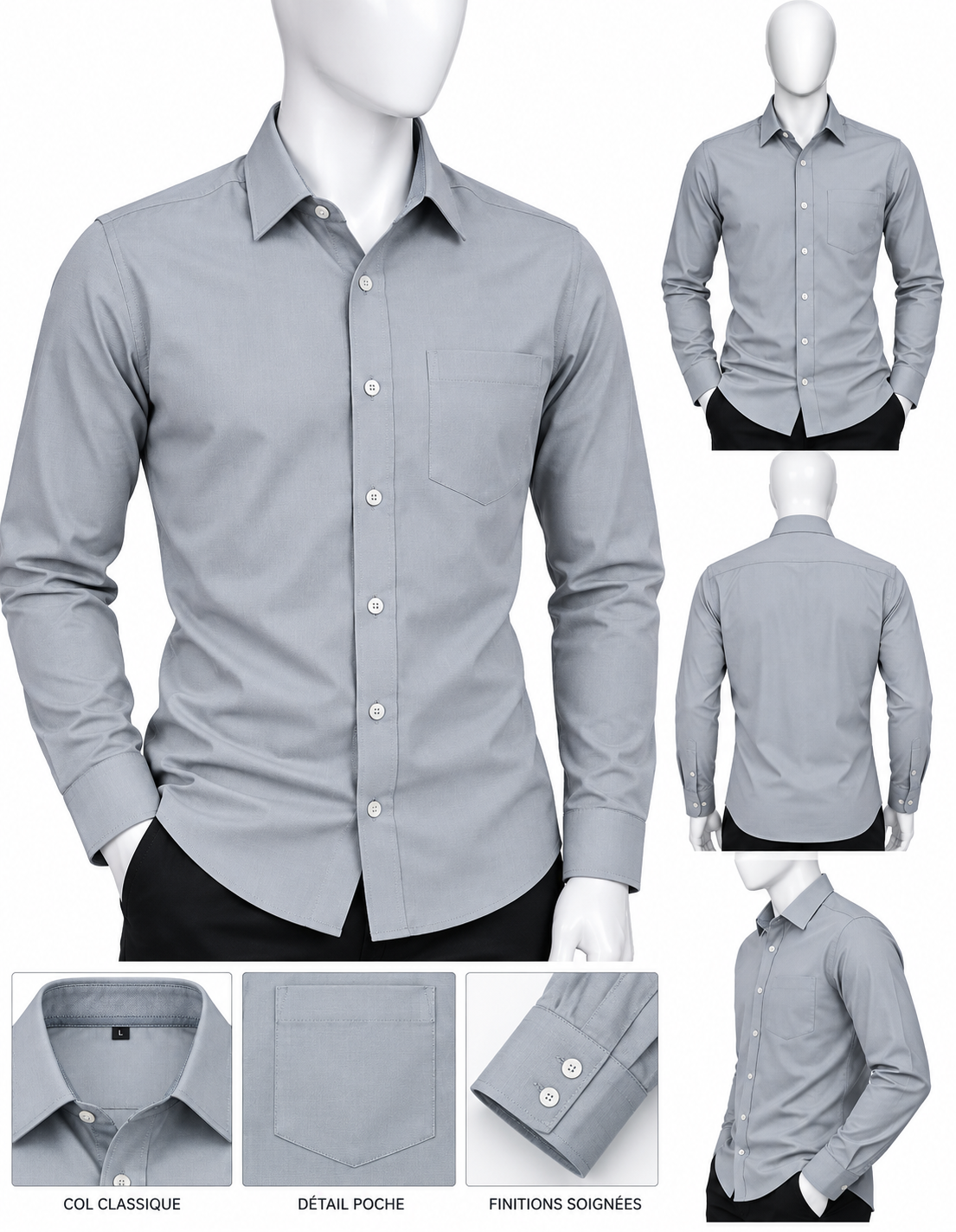 Chemise grise – Élégance sobre et confort quotidien