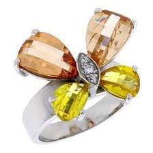 Rose Gold Plated CZ Studded Twisted Womens Ring