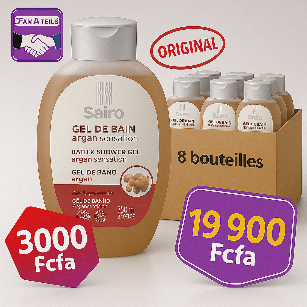 SAIRO – Gel de Bain Argan Sensation Carton de 8 bouteilles — Prix de gros
