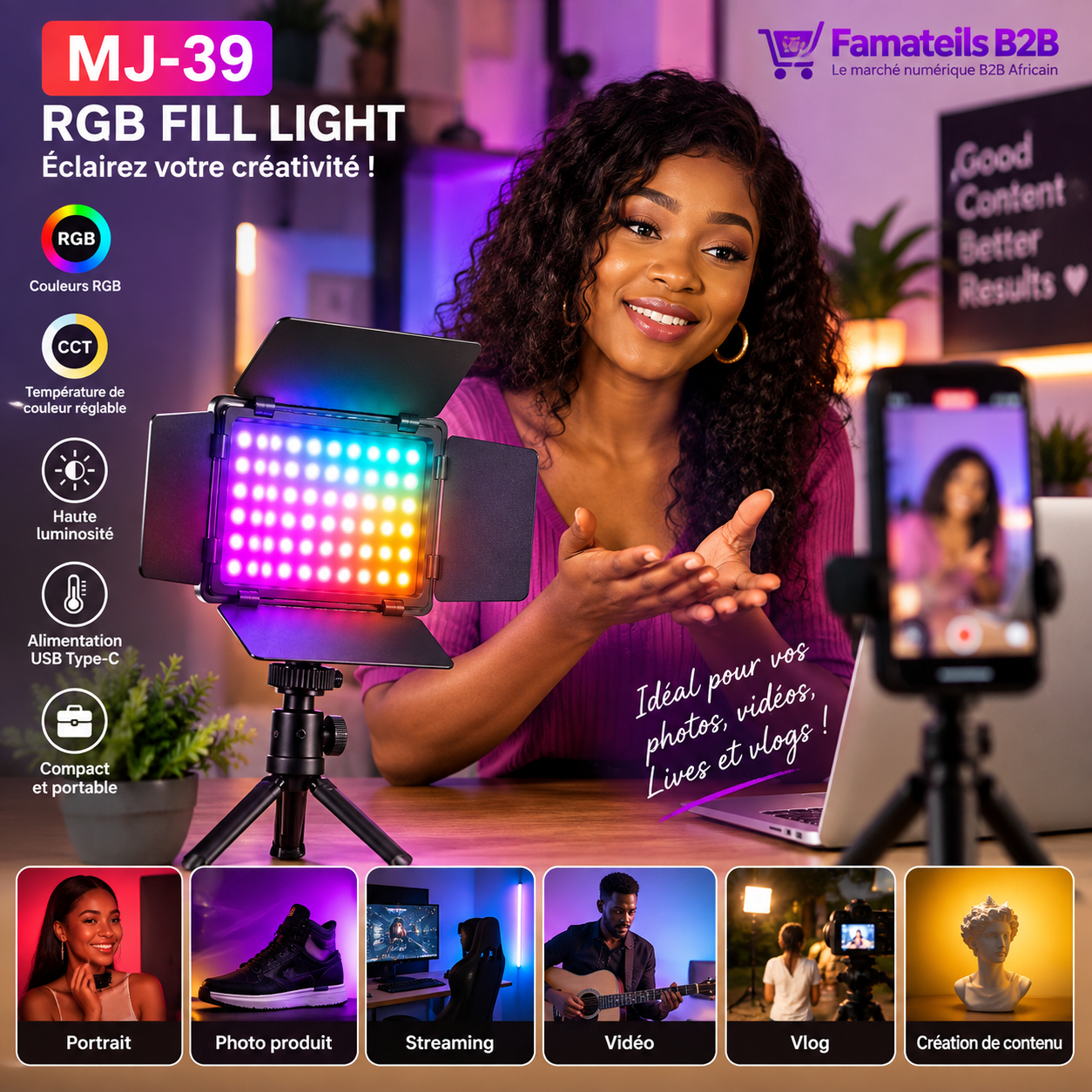 Lampe MJ-39 RGB Fill Light