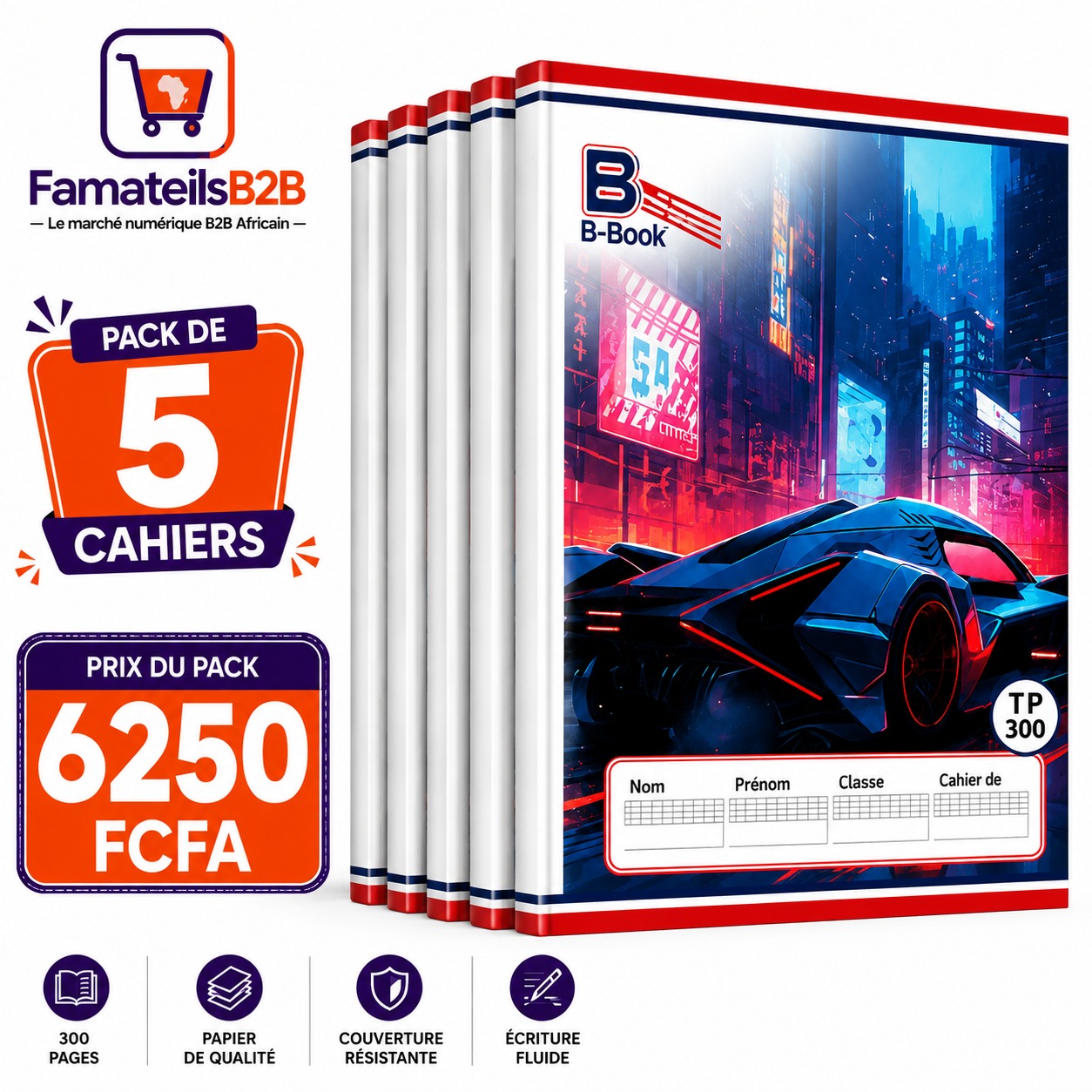 Pack de 5 Cahiers B-Book – 300 pages