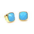Gold Plated Sterling Silver Turquoise Gemstone Stue Earring
