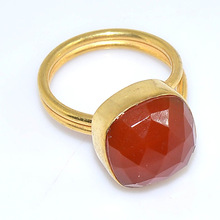 Carnelian Onyx Gemstone Stone Gold Plated Rings