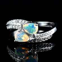 Genuine Natural Gemstone Opal Silver Jewelry, 925 Silver Cubic Zircon Sterling Silver Ring, Fashionable Silver Wholesale jewelry
