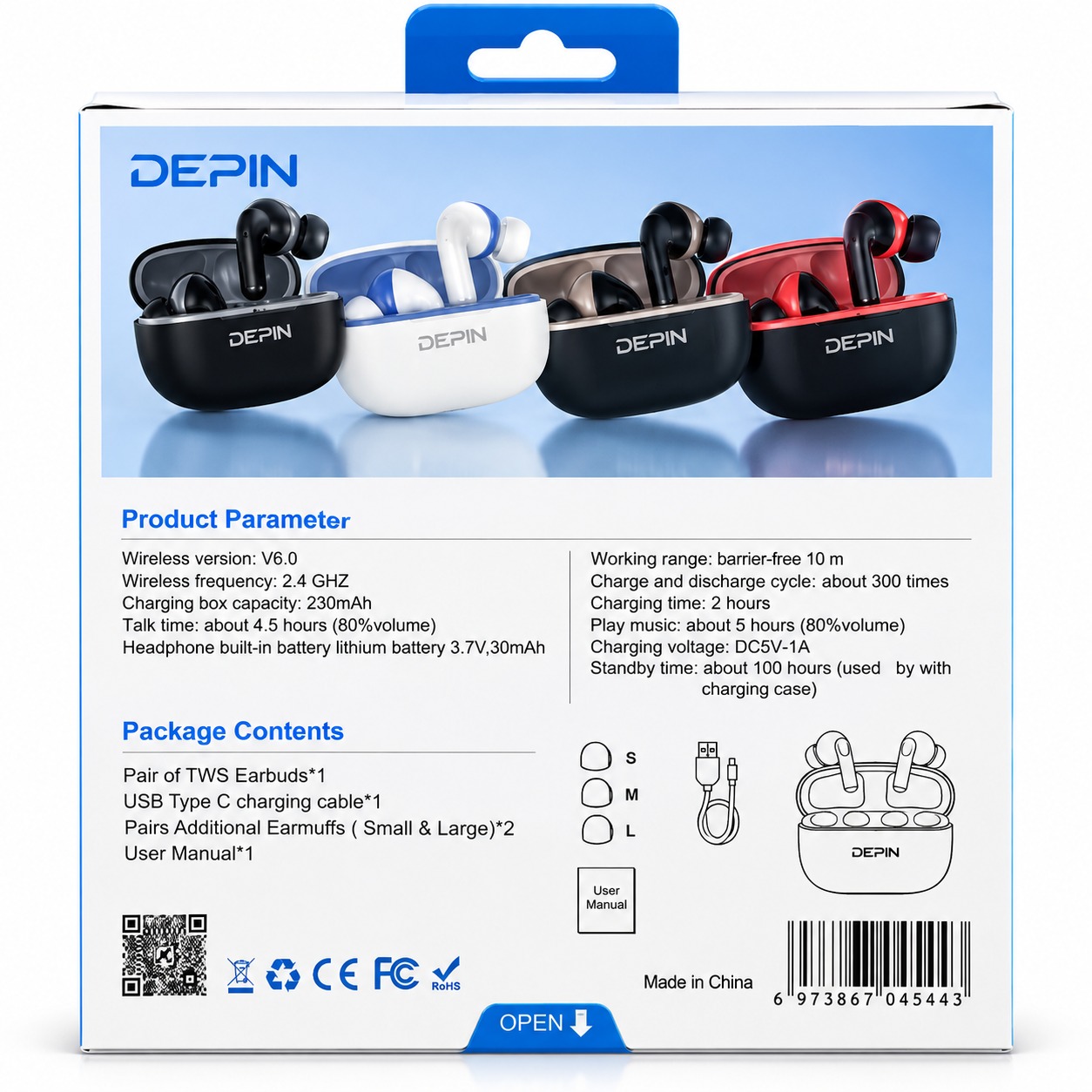 Écouteurs sans fil DEPIN – Bluetooth 6.0 | TWS