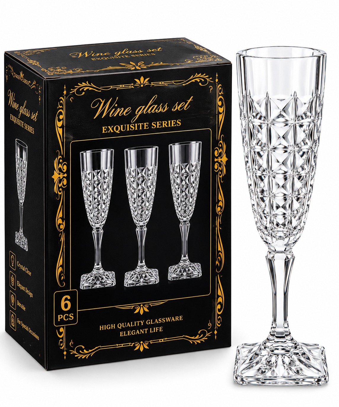 verres cristal en coupe