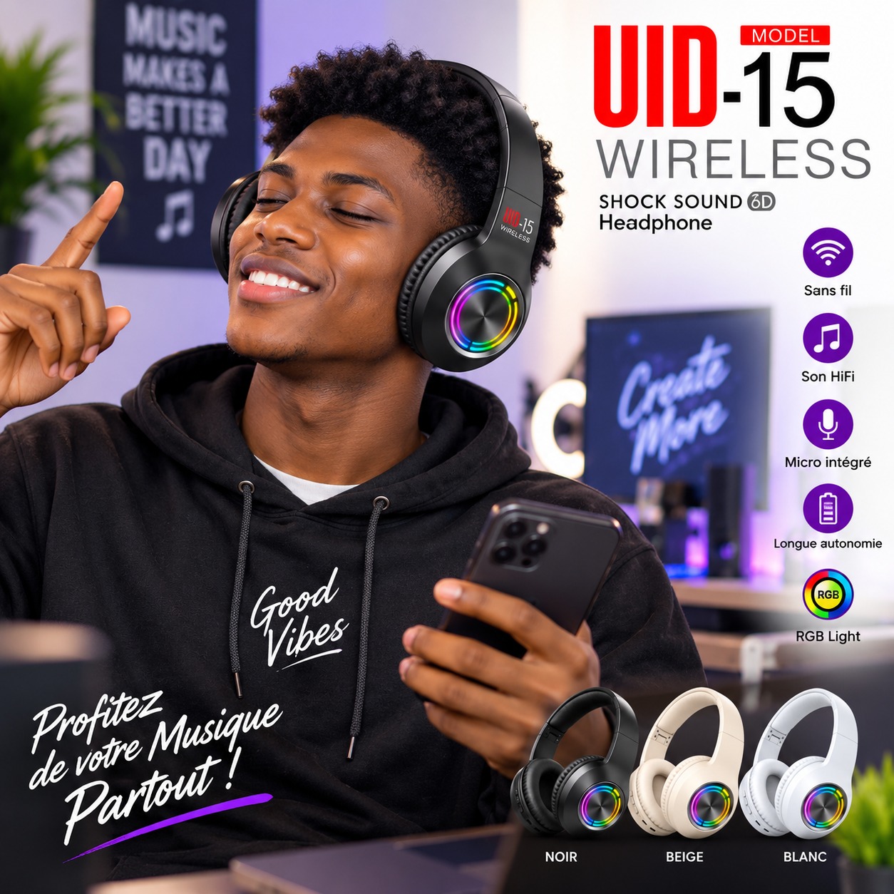 UD-15 – Casque sans fil RGB