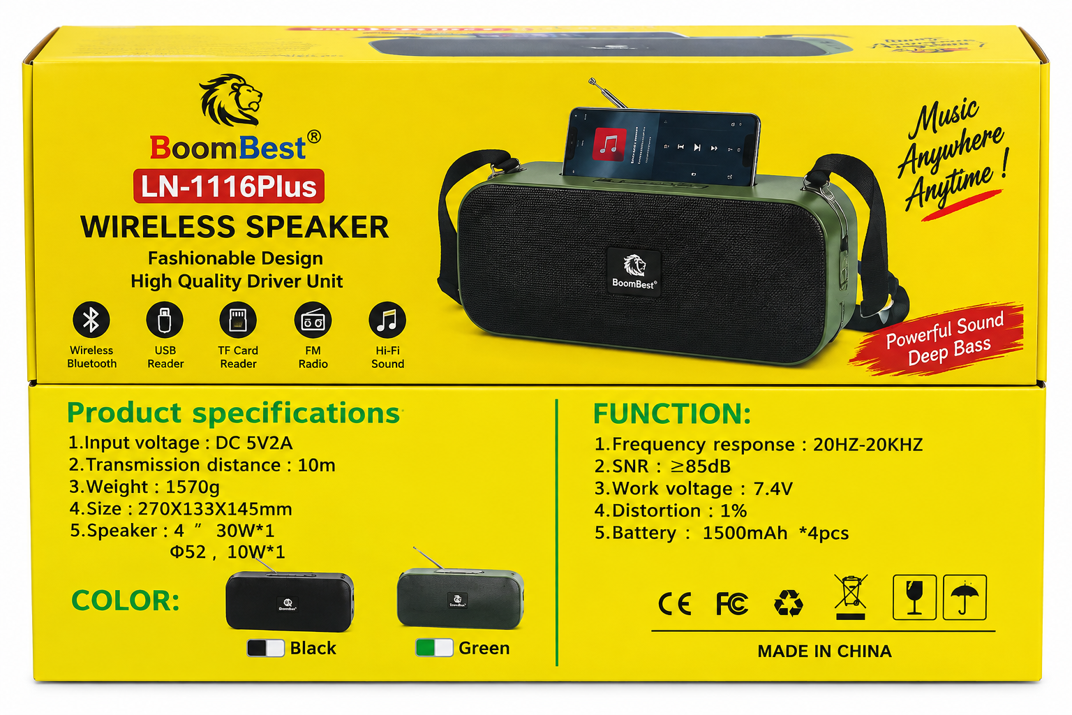 Enceinte sans fil BoomBest LN-1116Plus