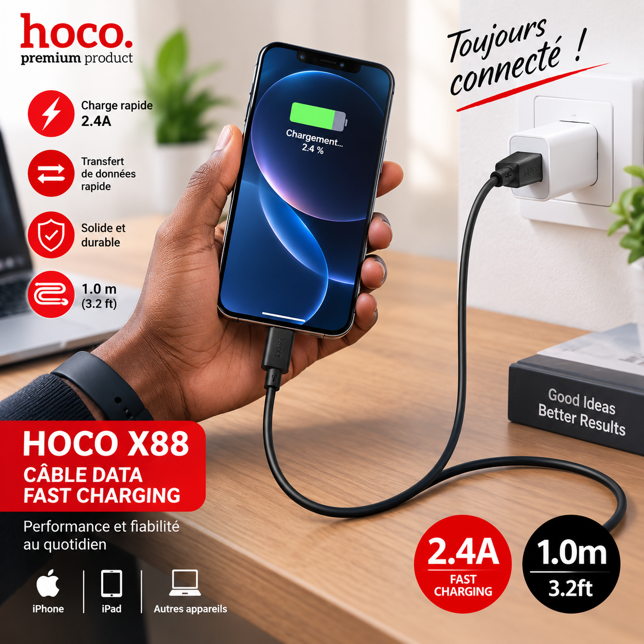 Câble iphone Hoco X88 Lightning