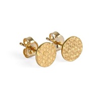 Handmade Hammered Round shaped gold plated 925 sterling silver stud earrings