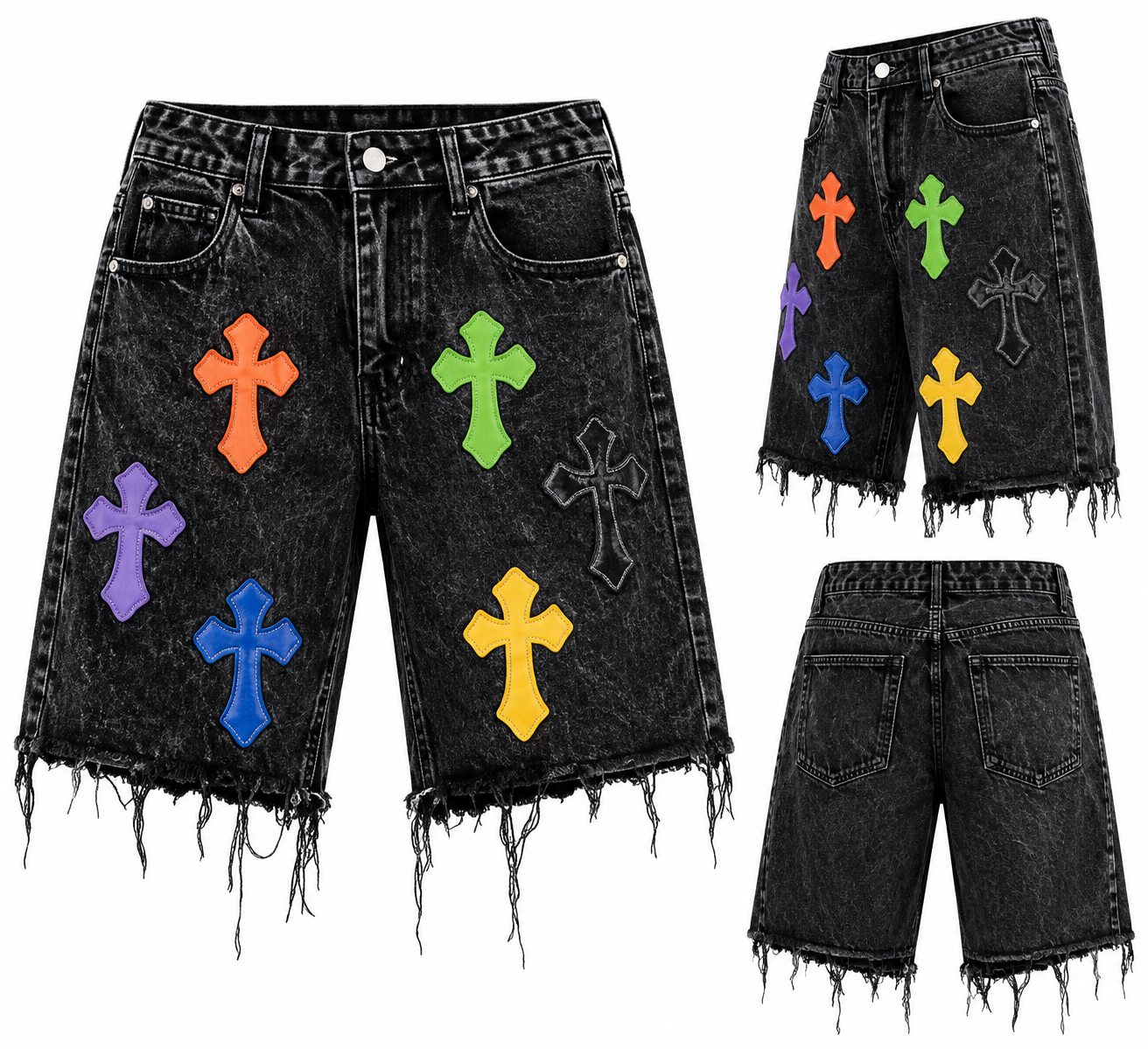 ?? Short en denim noir déchiré