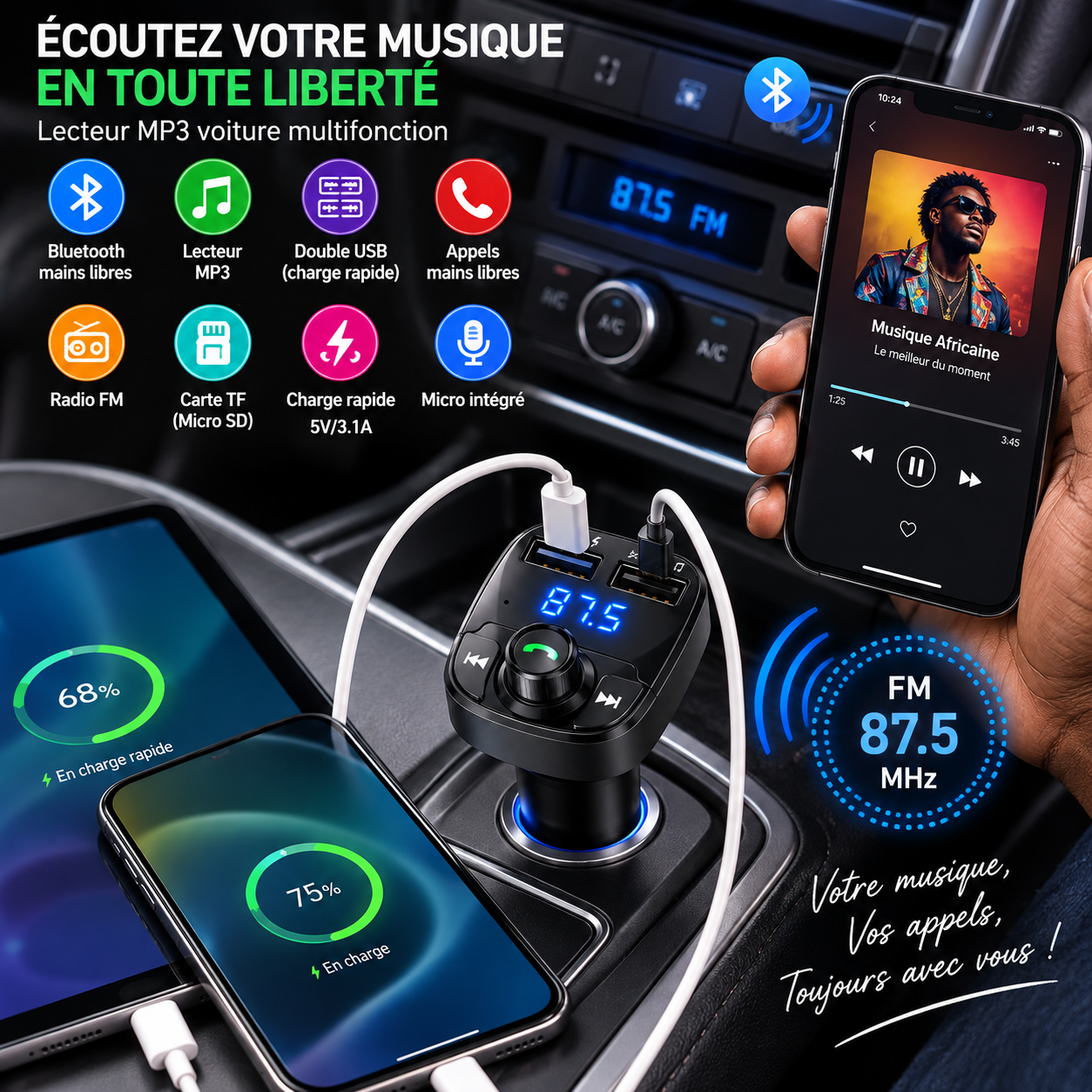 X8 Multifunction Wireless Car MP3 Player