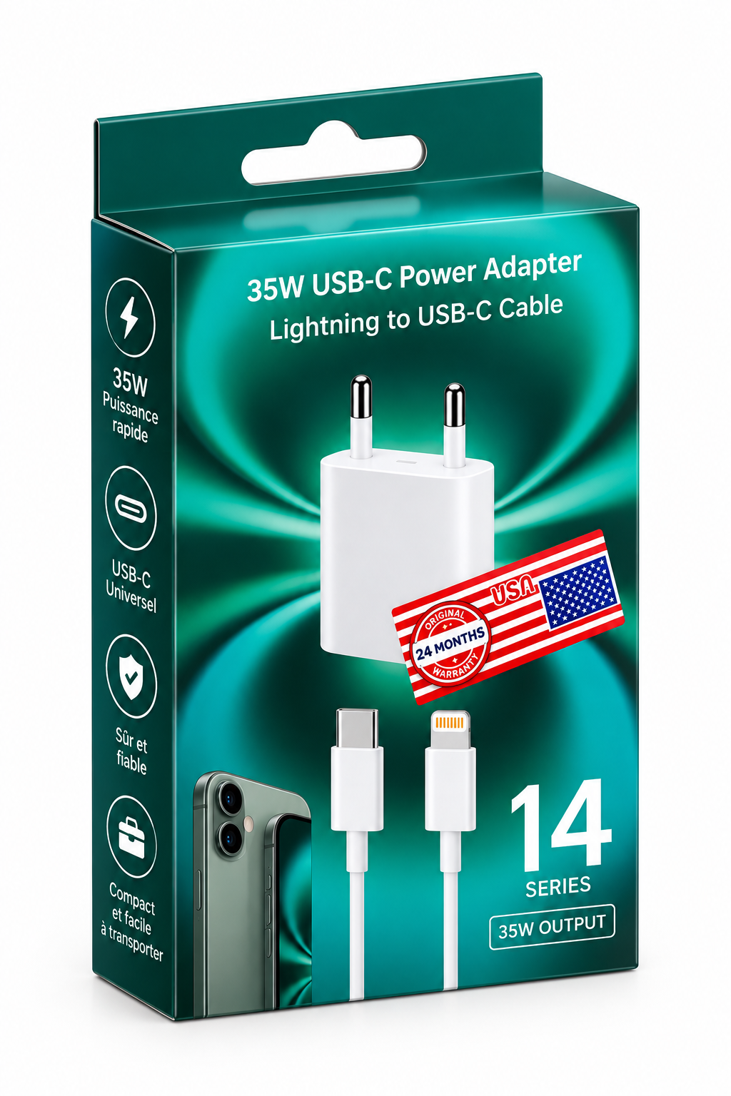 Chargeur 35W USB-C avec câble Lightning