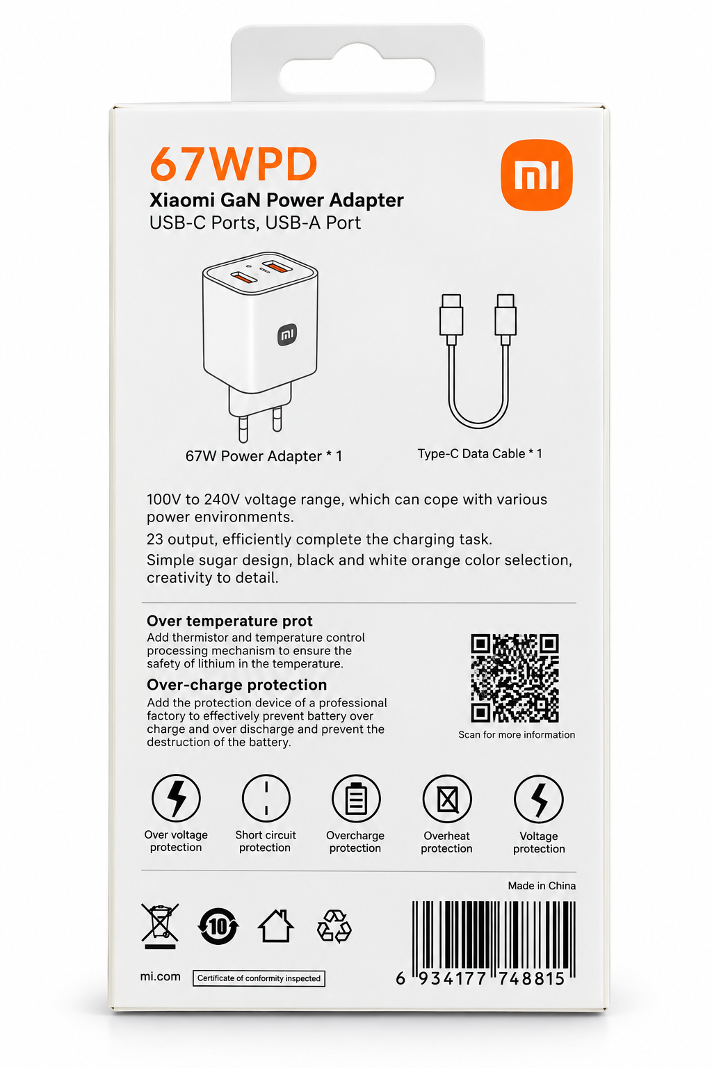 Chargeur Xiaomi GaN 67W PD