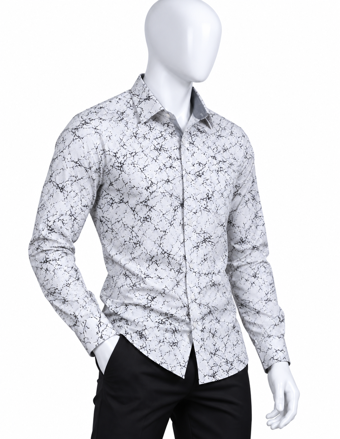 Chemise Homme Blanche à Motifs