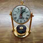 Table Clock with marble base decorative metal handmade craft for Gift