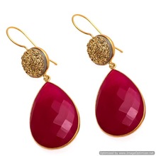 The Gopali Jewellers Hot Pink Chalcedony Earrings Gemstone Earrings Crystal Charms earrings Jewelry Manufacturer