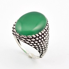 Wholesale 925 Sterling Silver Green Onyx Handmade ring