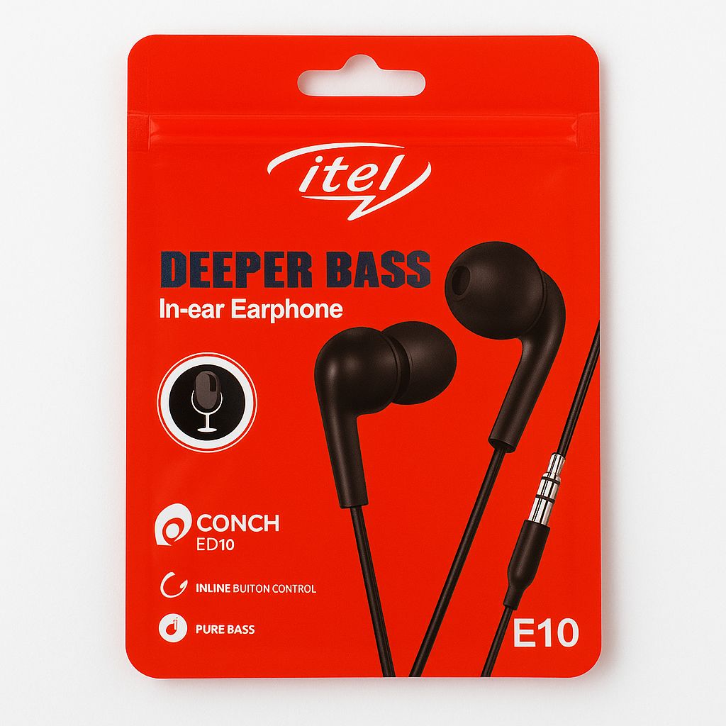 itel E10 – Conch ED10 In-ear Earphones with Deeper Bass