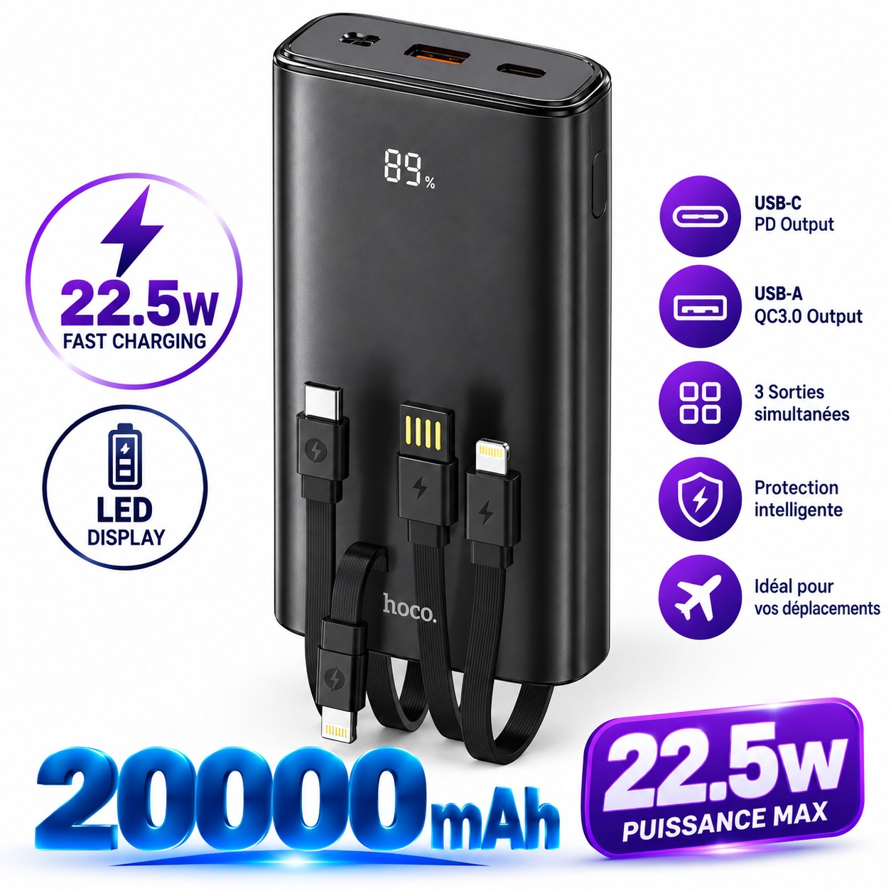 Power Bank HOCO 20 000 mAh – 22,5W