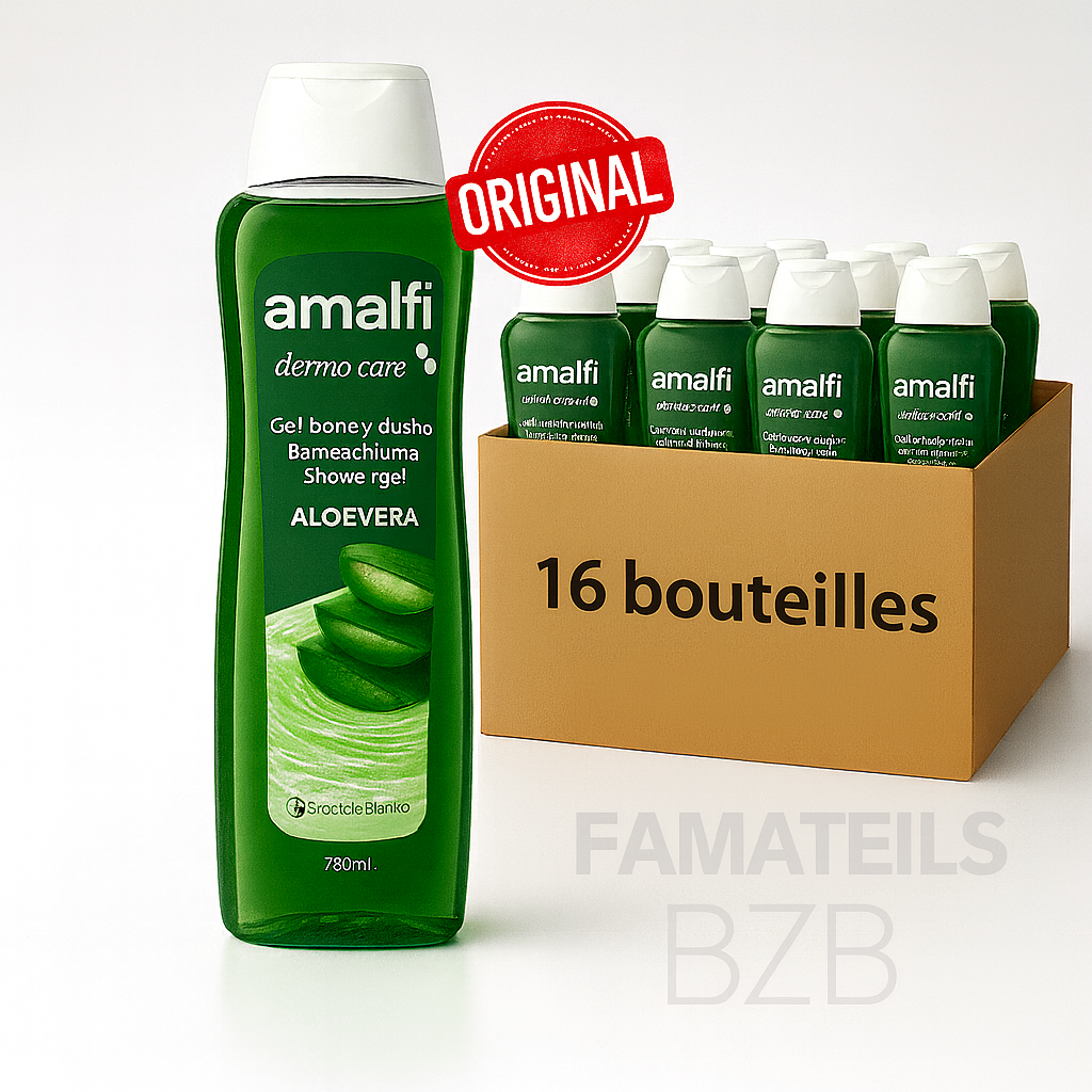 Amalfi Dermo Care Aloe Vera – Carton de 16 Bouteilles (780 ml) – Vente en Gros