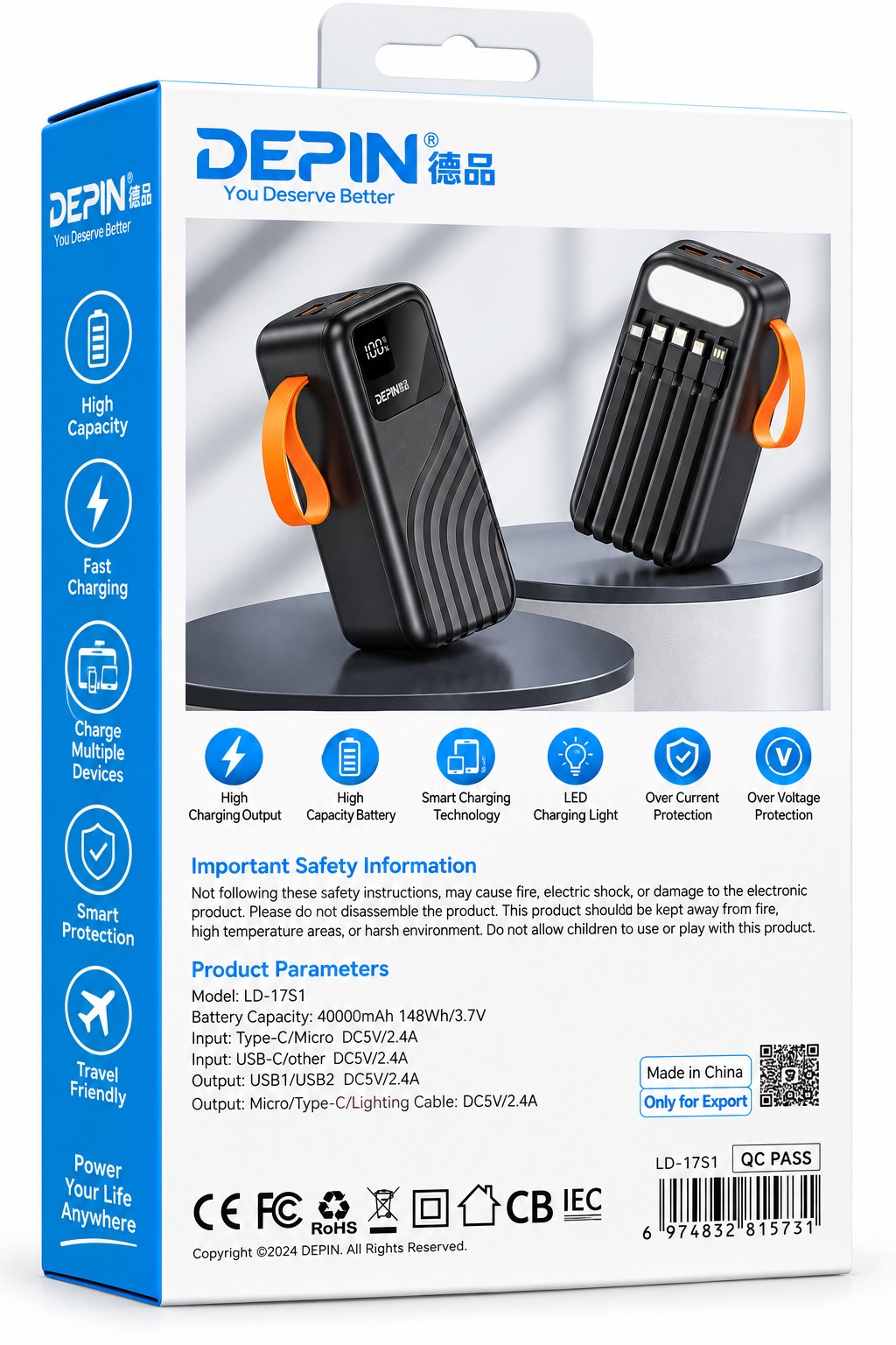 Power Bank DEPIN 40 000 mAh
