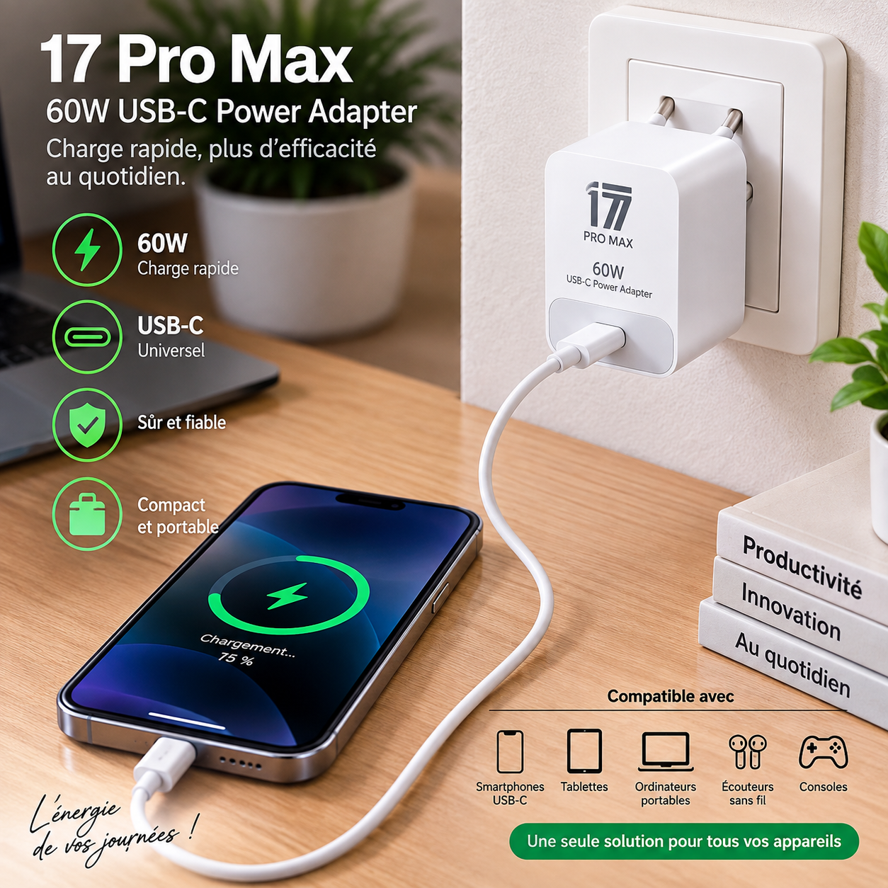 Chargeur USB-C 60W Pro Max