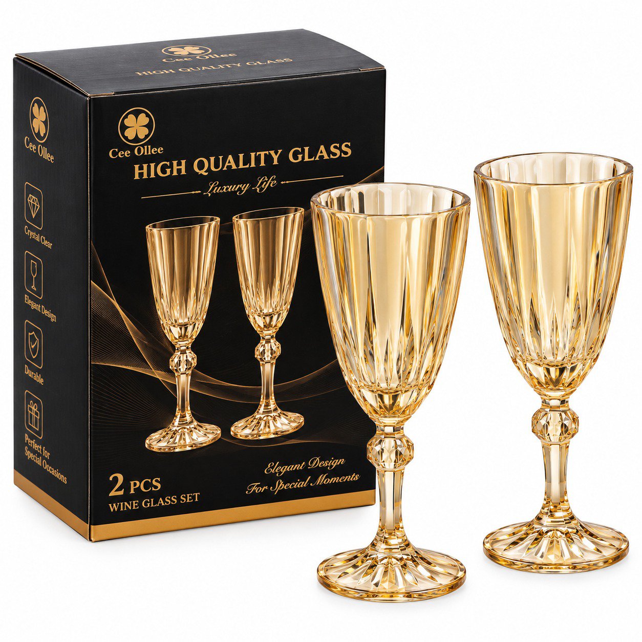 verres dorée en coupe