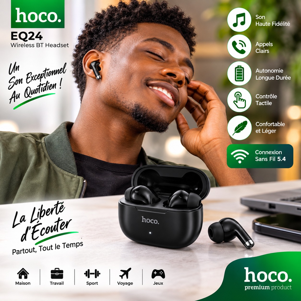 Hoco EQ24 – Écouteurs sans fil Hi-Fi