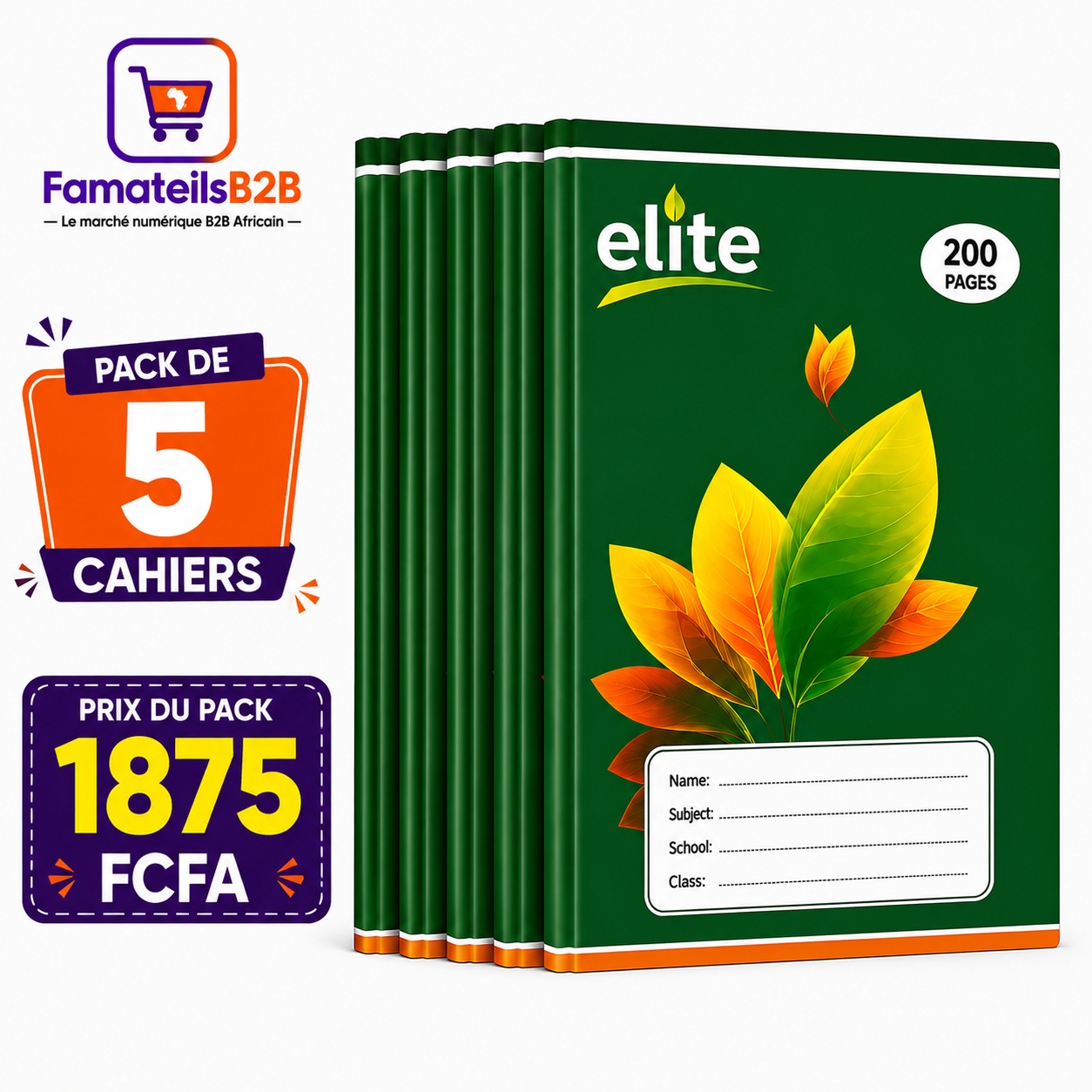 Pack de 5 Cahiers ELITE – 200 pages
