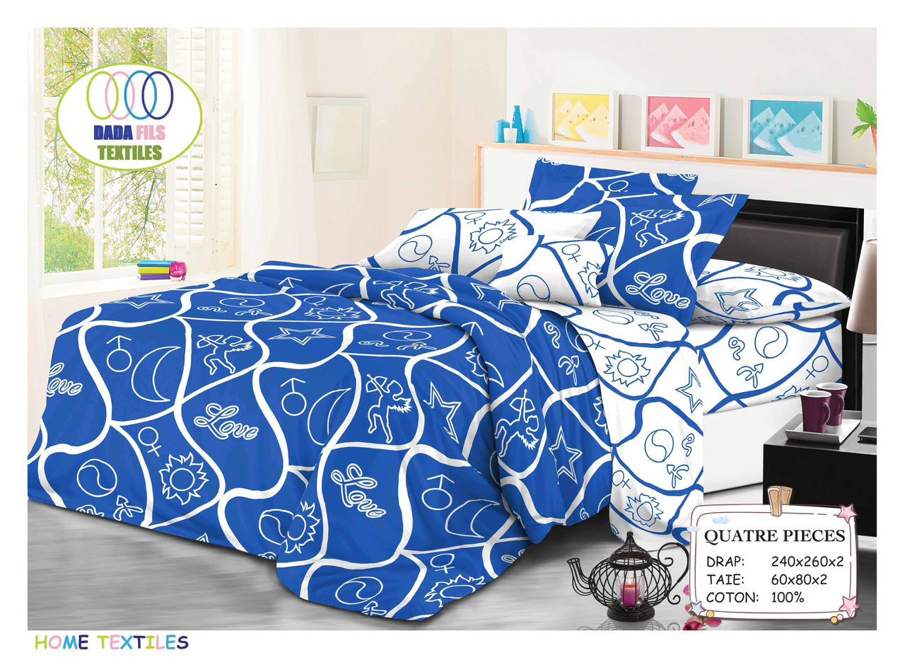 3-Piece Flat Sheets, 240 x 260 cm, 100% Cotton