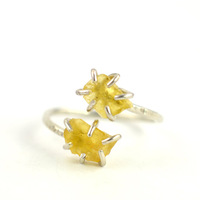 Wholesale 925 Sterling Silver Citrine Handmade Rough Ring Jewelry