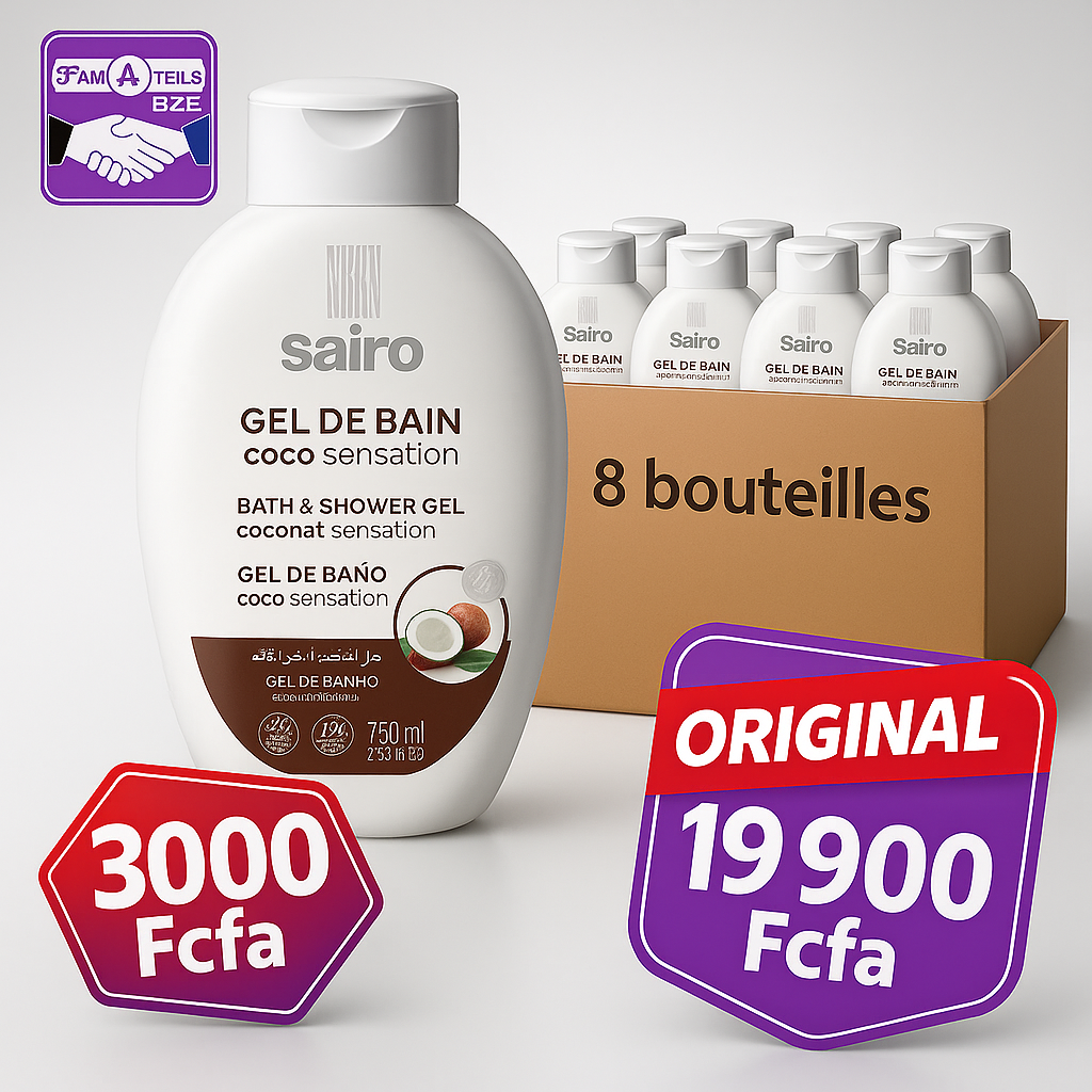  SAÏRO Gel de Bain – Coco Sensation (Carton de 8 bouteilles)