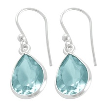 Blue Topaz Stone Design 92.5 Sterling Silver Earrings For Girls