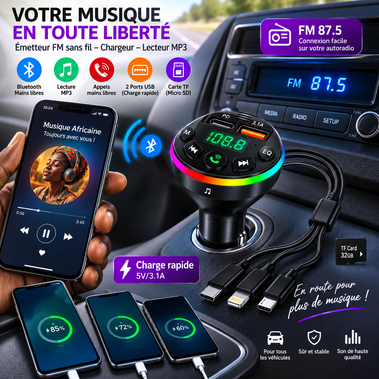 FM Car Kit – Transmetteur FM sans fil