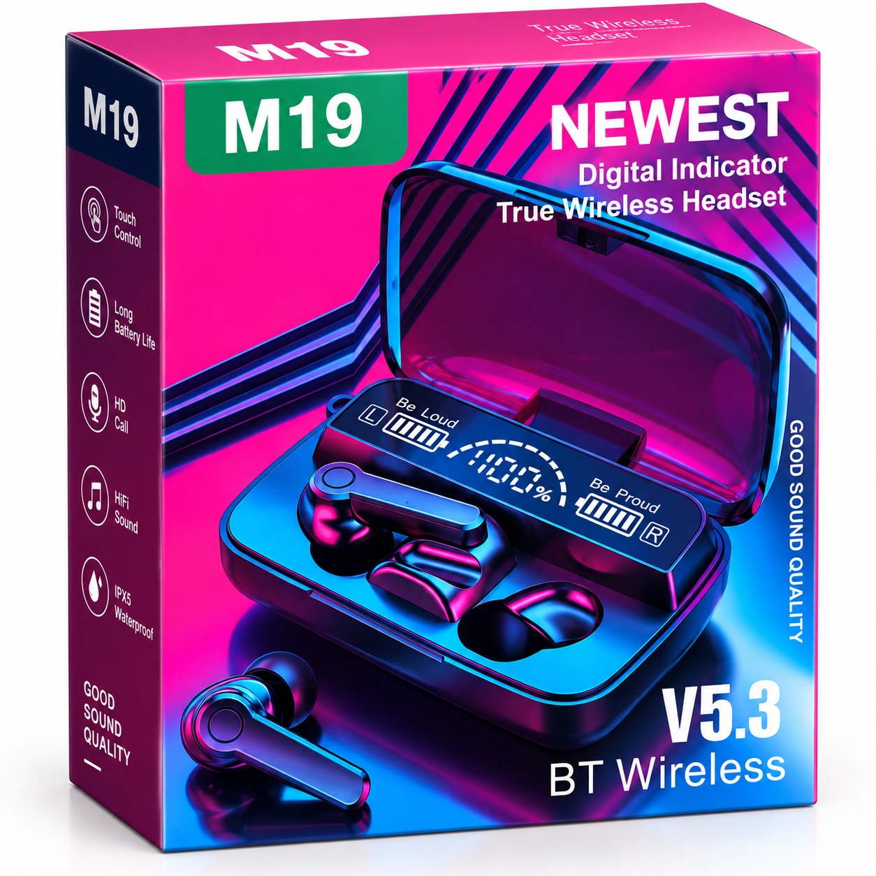 Écouteurs sans fil M19 – Bluetooth 5.3 | TWS