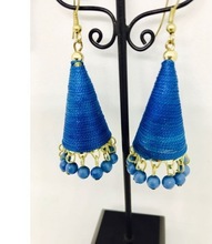 Blue Colour Jhumki Traditional Silk Thread Jewelry Customized colors -Earring