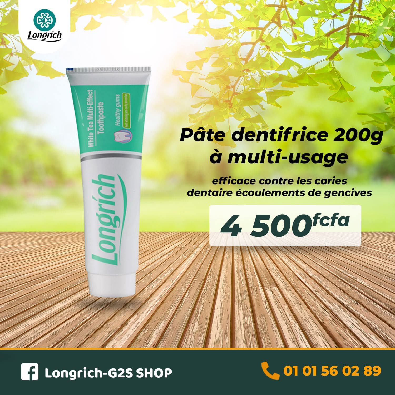 Pâte dentifrice longrich bio 200g